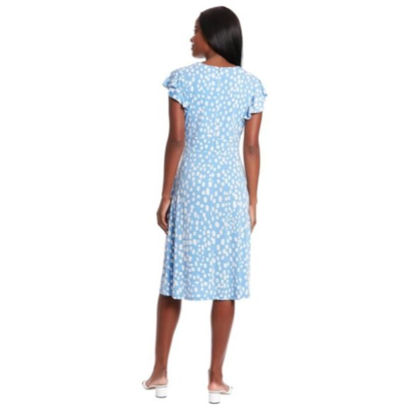 **London Times** V-Neck Ruffle Sleeve Matte Jersey Summer Dress Size 12 NWOT - Picture 2 of 7